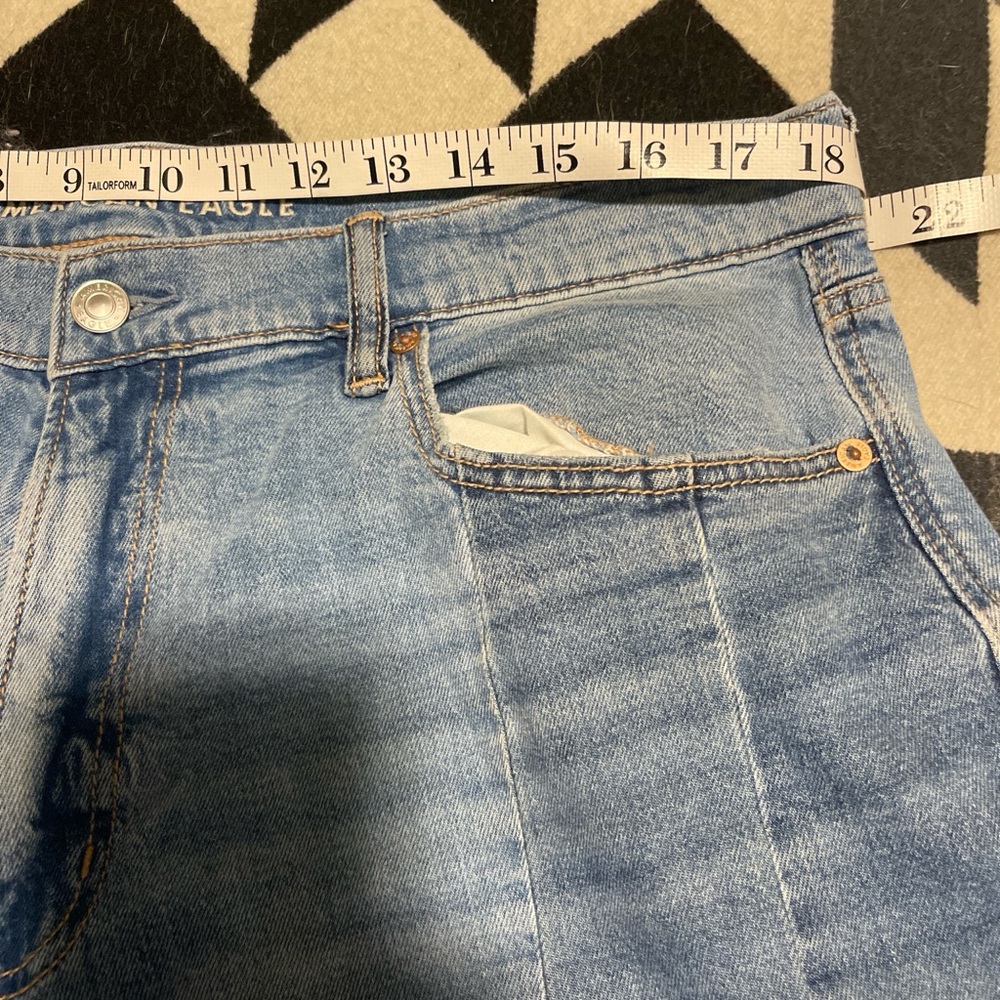 American Eagle Outfitters low rise ultra wide leg Two-Tone Blue Wide Leg Jeans - Picture 5 of 6